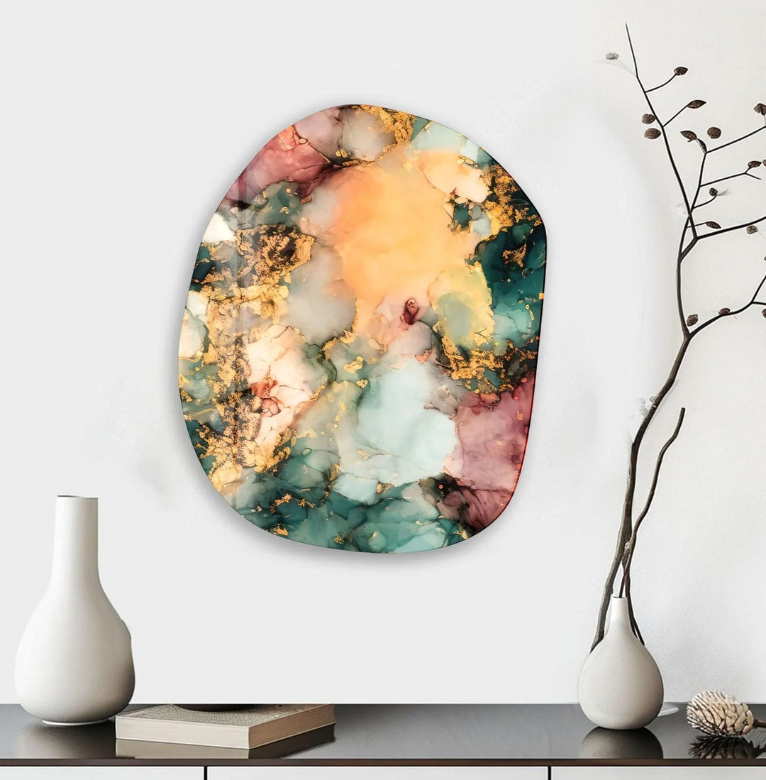 Abstract With Yellow Tint Glass Wall Art, print picture on glass, Tempered Glass Wall Art