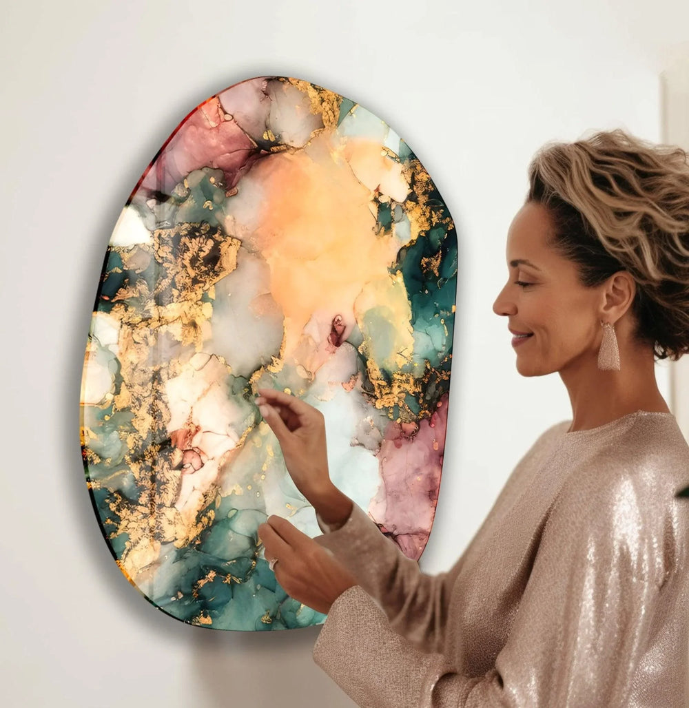 Abstract With Yellow Tint Glass Wall Art, glass wall decor, glass wall art decor