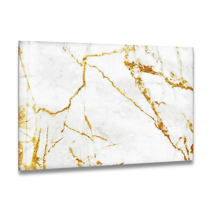 White Marble with Gold Details Glass Wall Art - MyPhotoStation