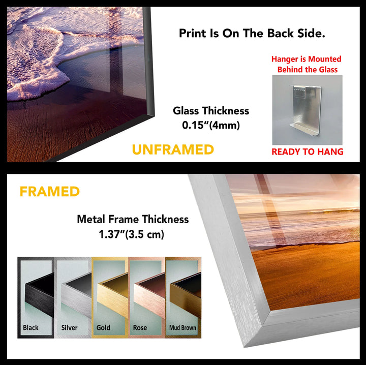 Golden Sunrise Beach Wall Art – Serene Ocean Glass Print for Coastal and Relaxing Interiors - MyPhotoStation