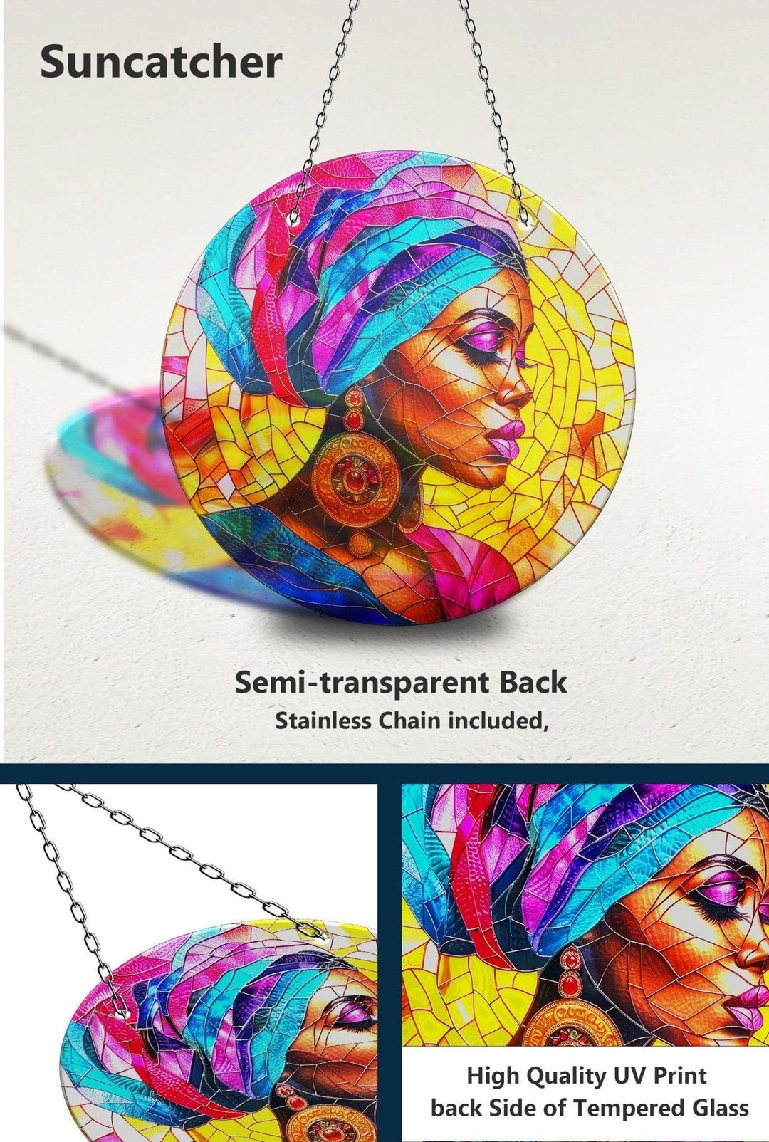 African Woman Portrait Suncatcher Decor - MyPhotoStation