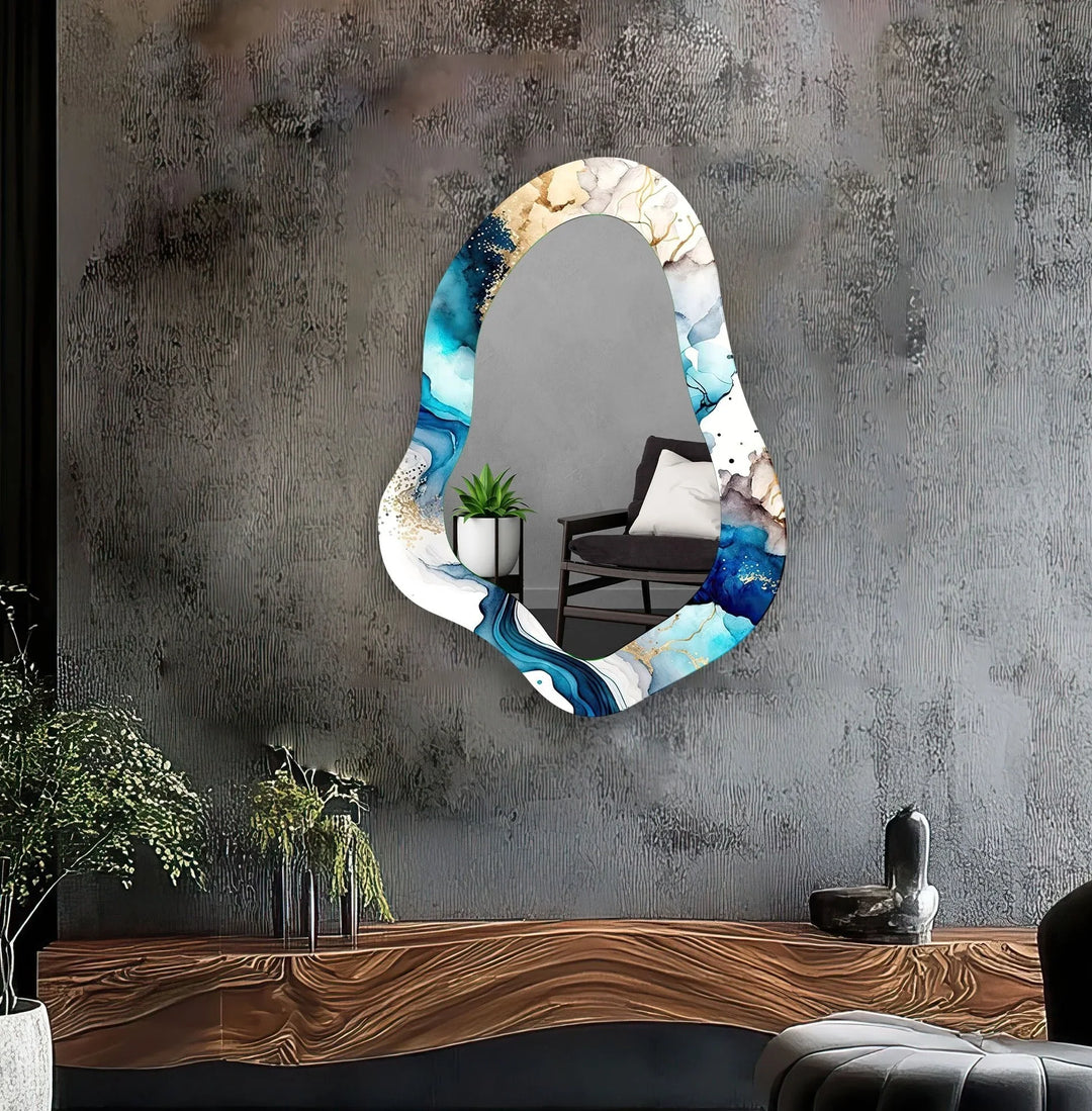 Decorative wall mirror blending artistic patterns with modern functionality for a unique look
