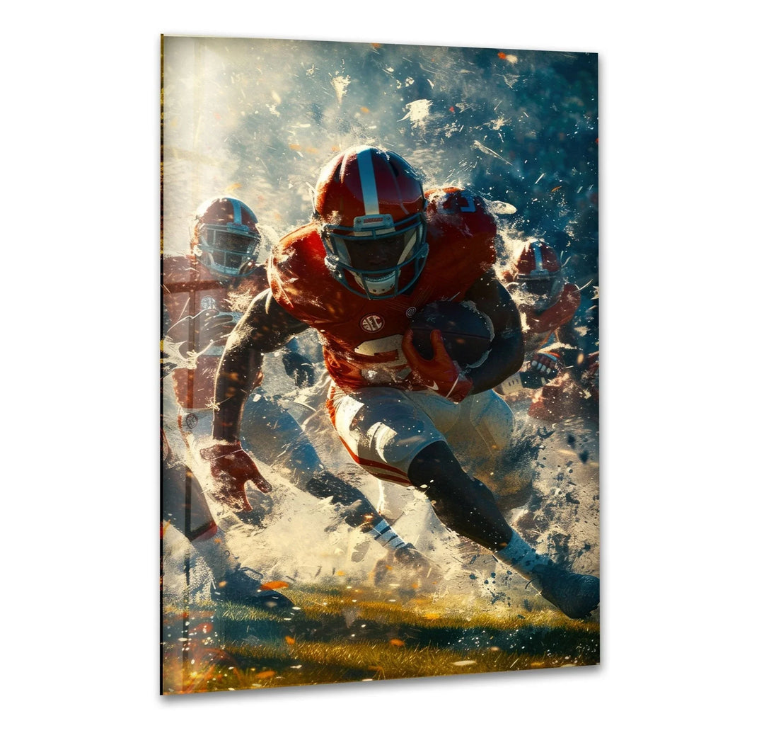 American Football Glass Wall Art print picture on glass, Tempered Glass Wall Art