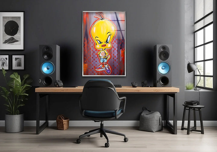 Angry Chick Glass Wall Art glass pictures for Wall, glass prints wall art