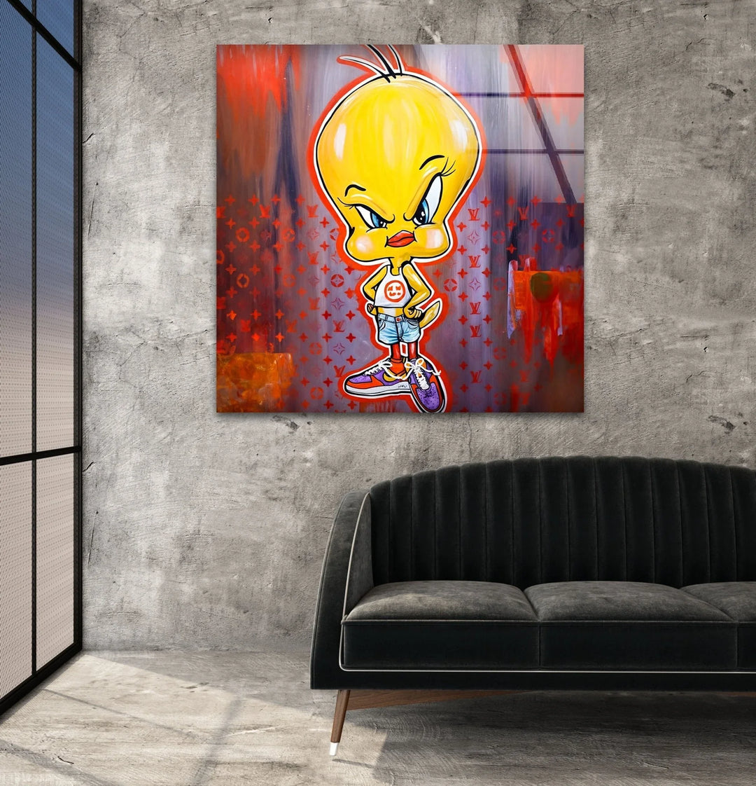 Angry Chick Glass Wall Art Glass Printing Wall Art, Print photos on glass