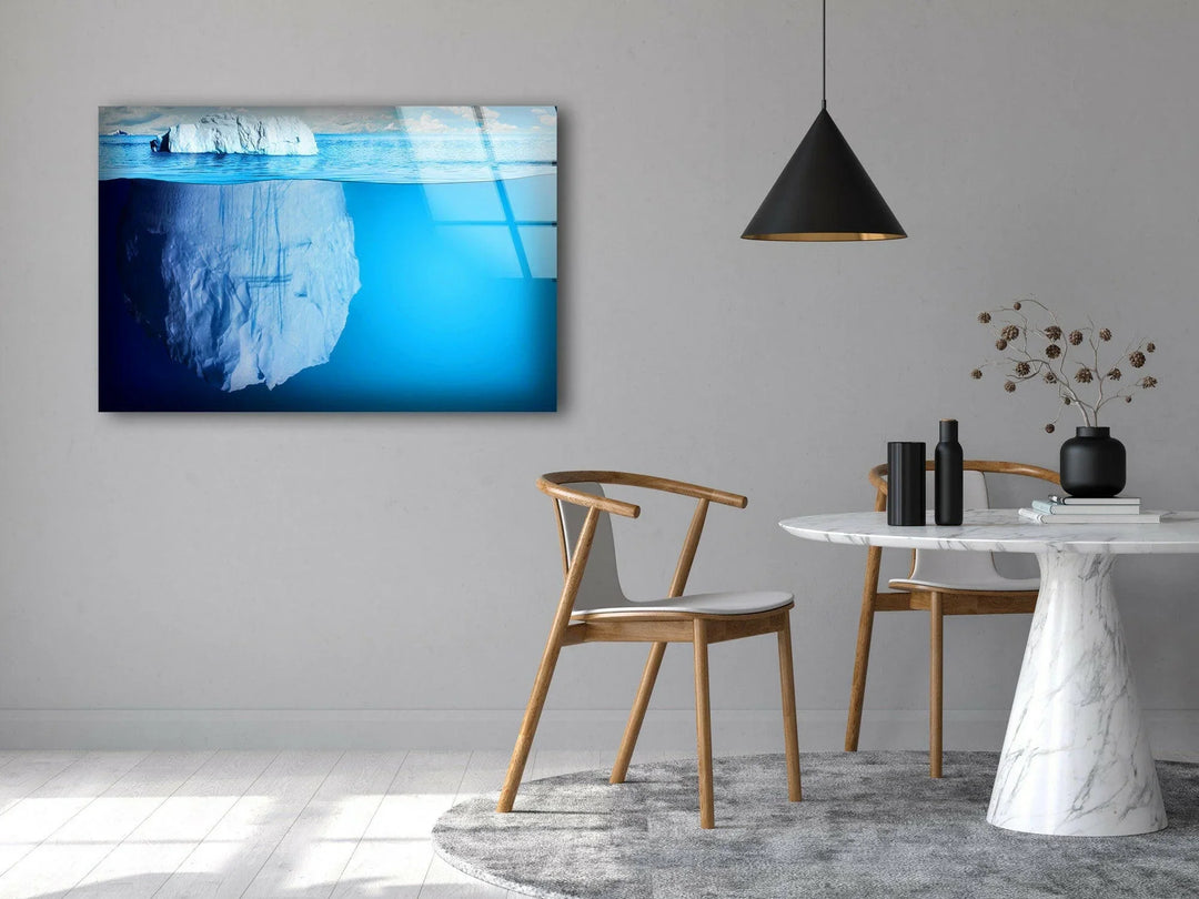 Antarctic Sea Iceberg Glass Wall Art print on glass, glass printed photos