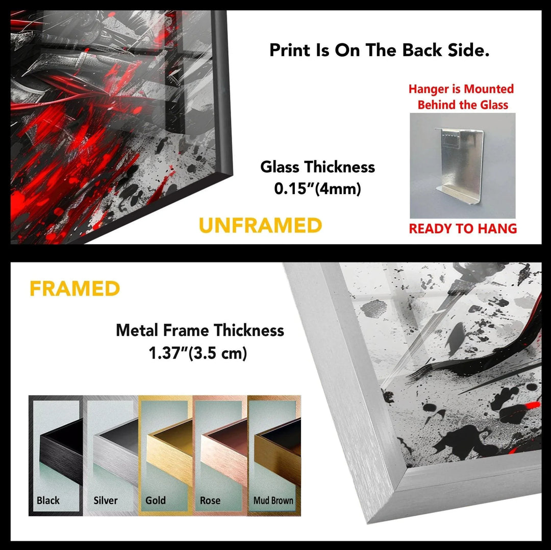 Hooded Assassin with Red Blades Glass Wall Art