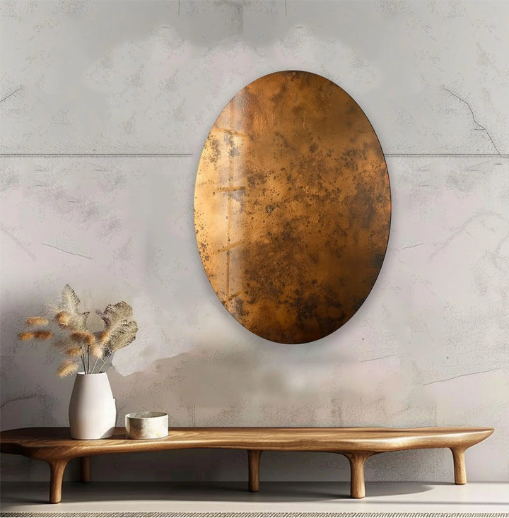 Asymmetric Oval Bronze Abstract Glass Wall Art stained glass wall art, stained glass wall decor