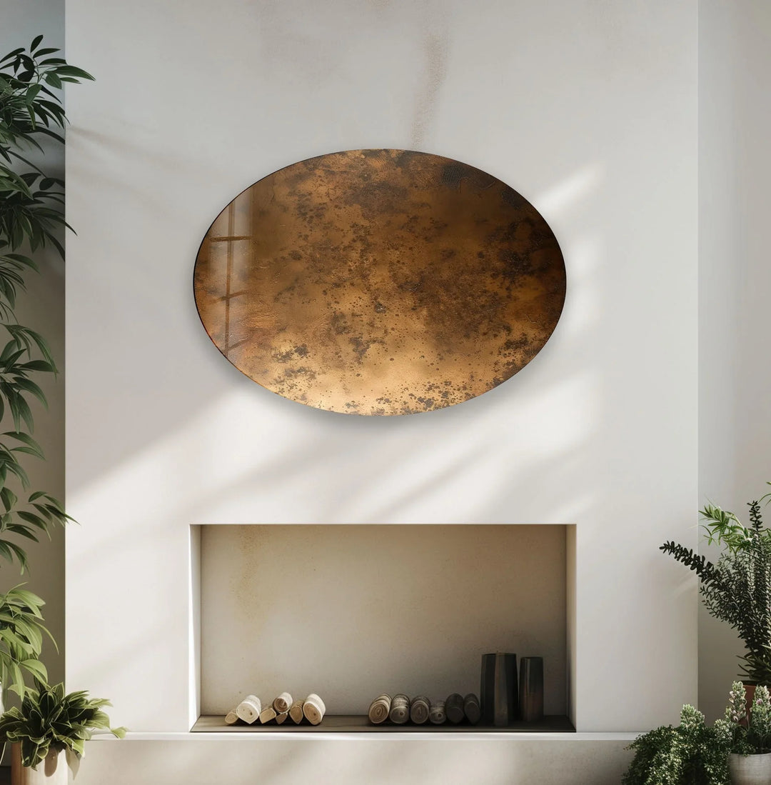 Asymmetric Oval Bronze Abstract Glass Wall Art glass art painting, glass art for the Wall