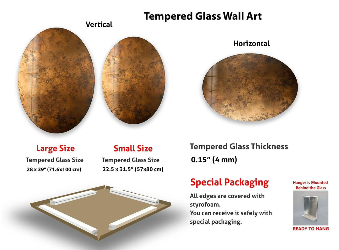 Asymmetric Oval Bronze Abstract Glass Wall Art - MyPhotoStation