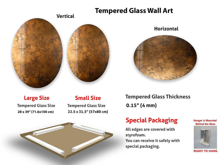 Asymmetric Oval Bronze Abstract Glass Wall Art - MyPhotoStation