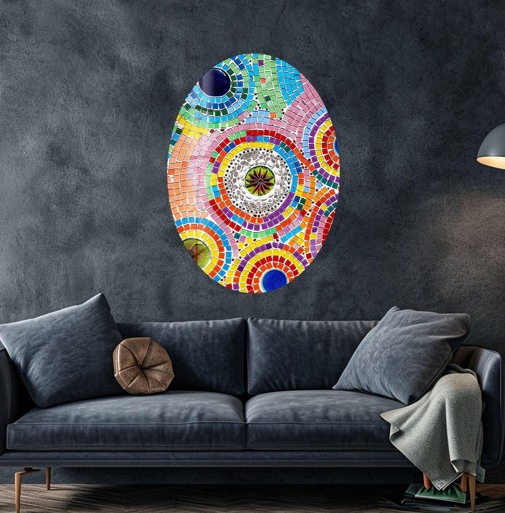 Asymmetric Oval Colored Mosaic Glass Wall Art art glass wall art, glass wall art pictures