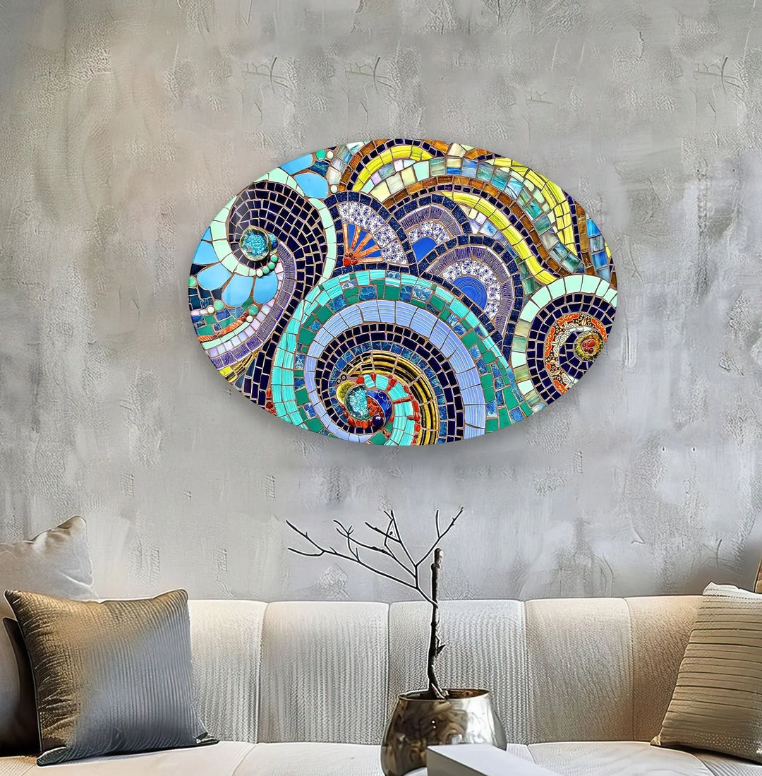 Asymmetric Oval Colorful Glass Wall Art - MyPhotoStation