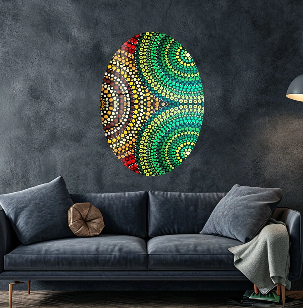 Asymmetric Oval Green Stained Glass Wall Art stained glass wall art, stained glass wall decor