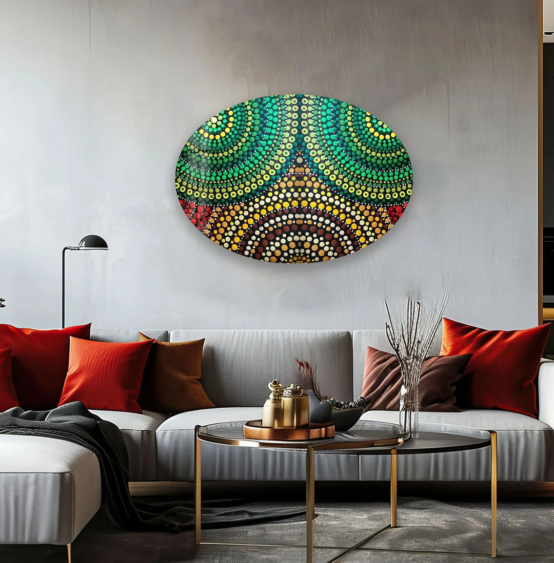 Asymmetric Oval Green Stained Glass Wall Art glass wall decor, glass wall art decor