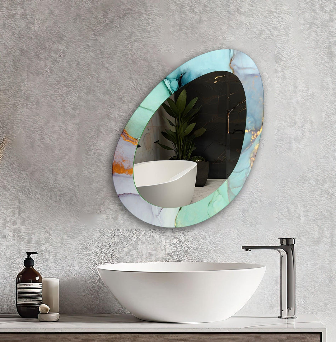 Asymmetric Oval Living Room Wall Mirror - MyPhotoStation