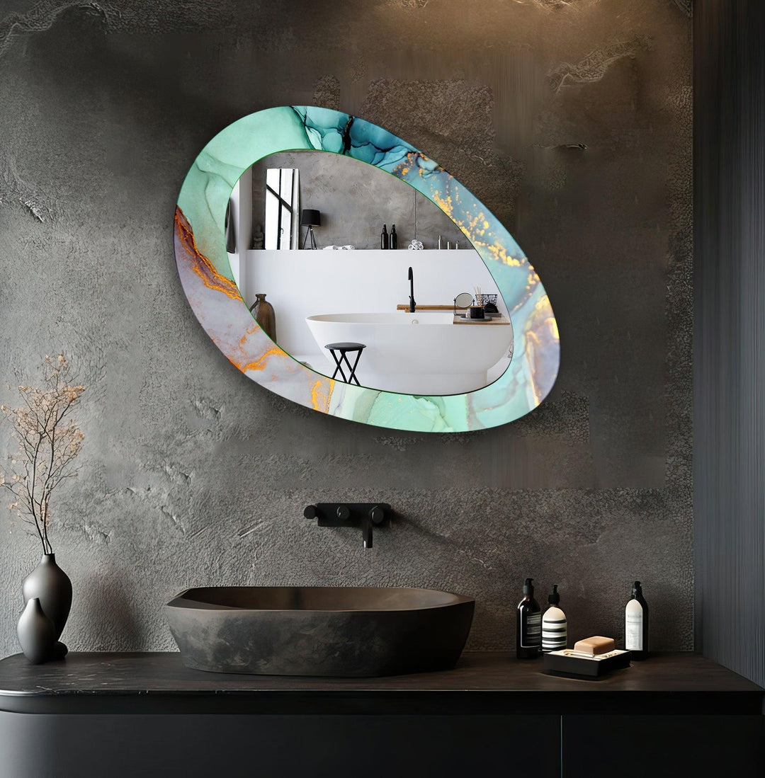 Asymmetric Oval Living Room Wall Mirror - MyPhotoStation