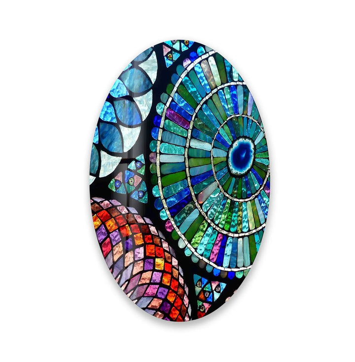 Asymmetric Oval Mosaic Design Glass Wall Art glass image printing, glass prints from photos