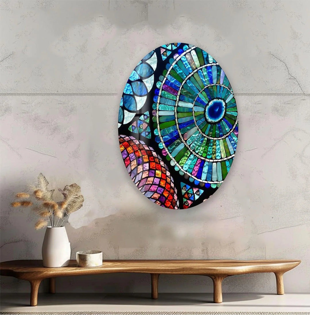 Asymmetric Oval Mosaic Design Glass Wall Art art glass wall art, glass wall art pictures