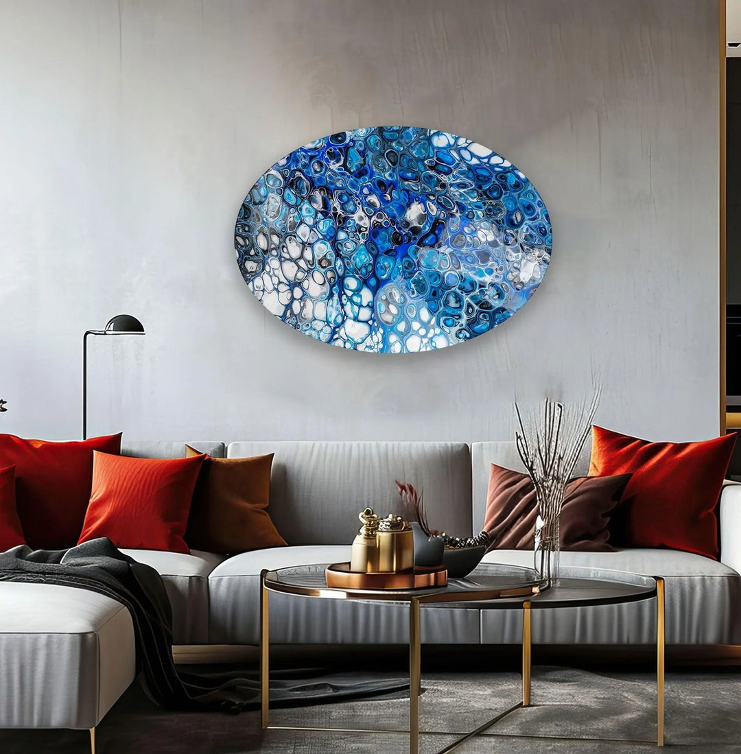 Asymmetric Oval Stained Navy Blue Glass Wall Art glass wall decor, glass wall art decor