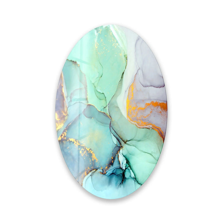 Asymmetric Oval Turquoise Marble Glass Wall Art art glass wall art, glass wall art pictures
