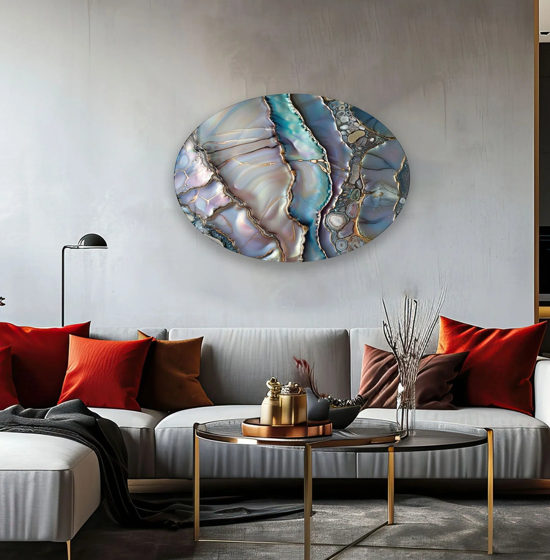 Asymmetric Oval Vivid Stained Glass Wall Art Glass Printing Wall Art, Print photos on glass