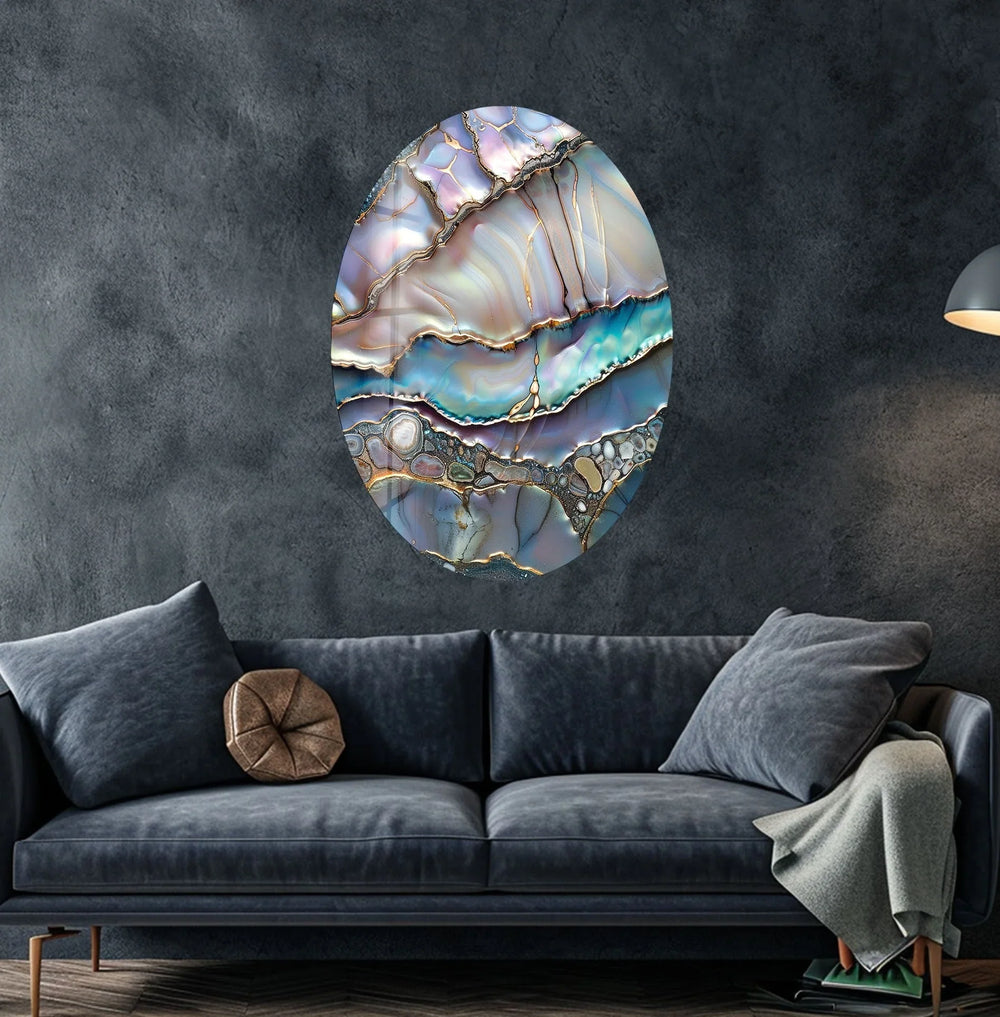 Asymmetric Oval Vivid Stained Glass Wall Art glass photo prints, glass picture prints