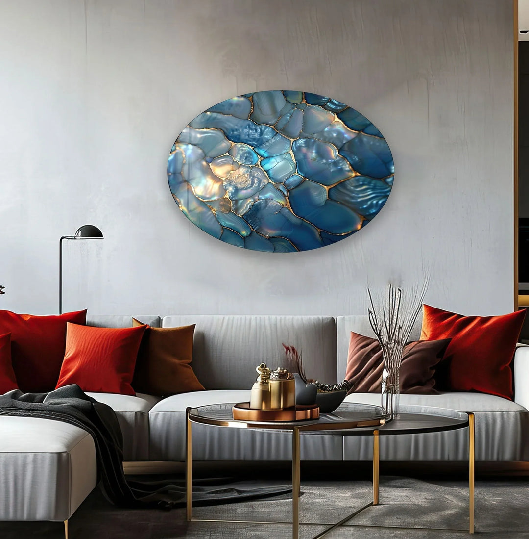 Asymmetric Oval Vivid Stones Glass Wall Art glass wall decor, glass wall art decor