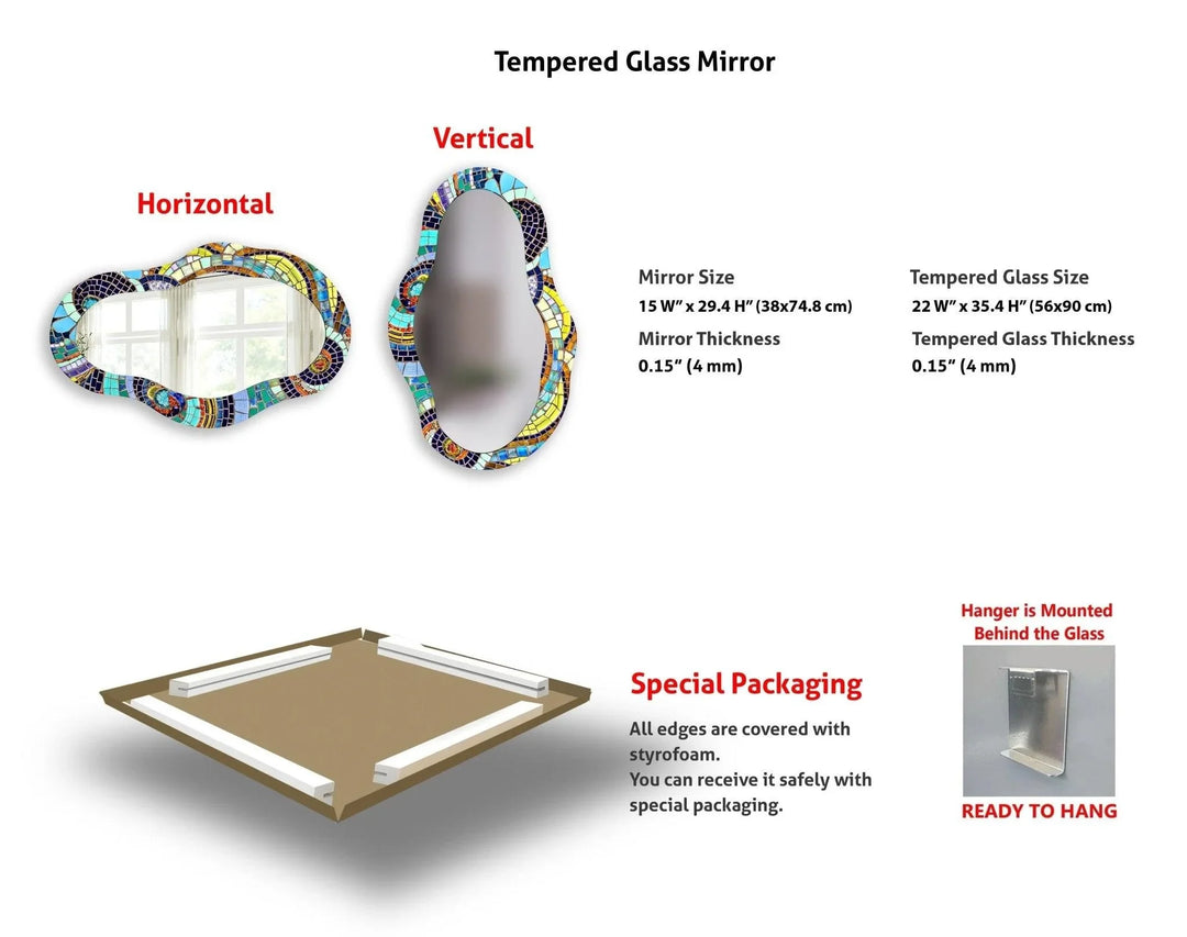 Asymmetrical Color Mosaic Wall Mirror - MyPhotoStation
