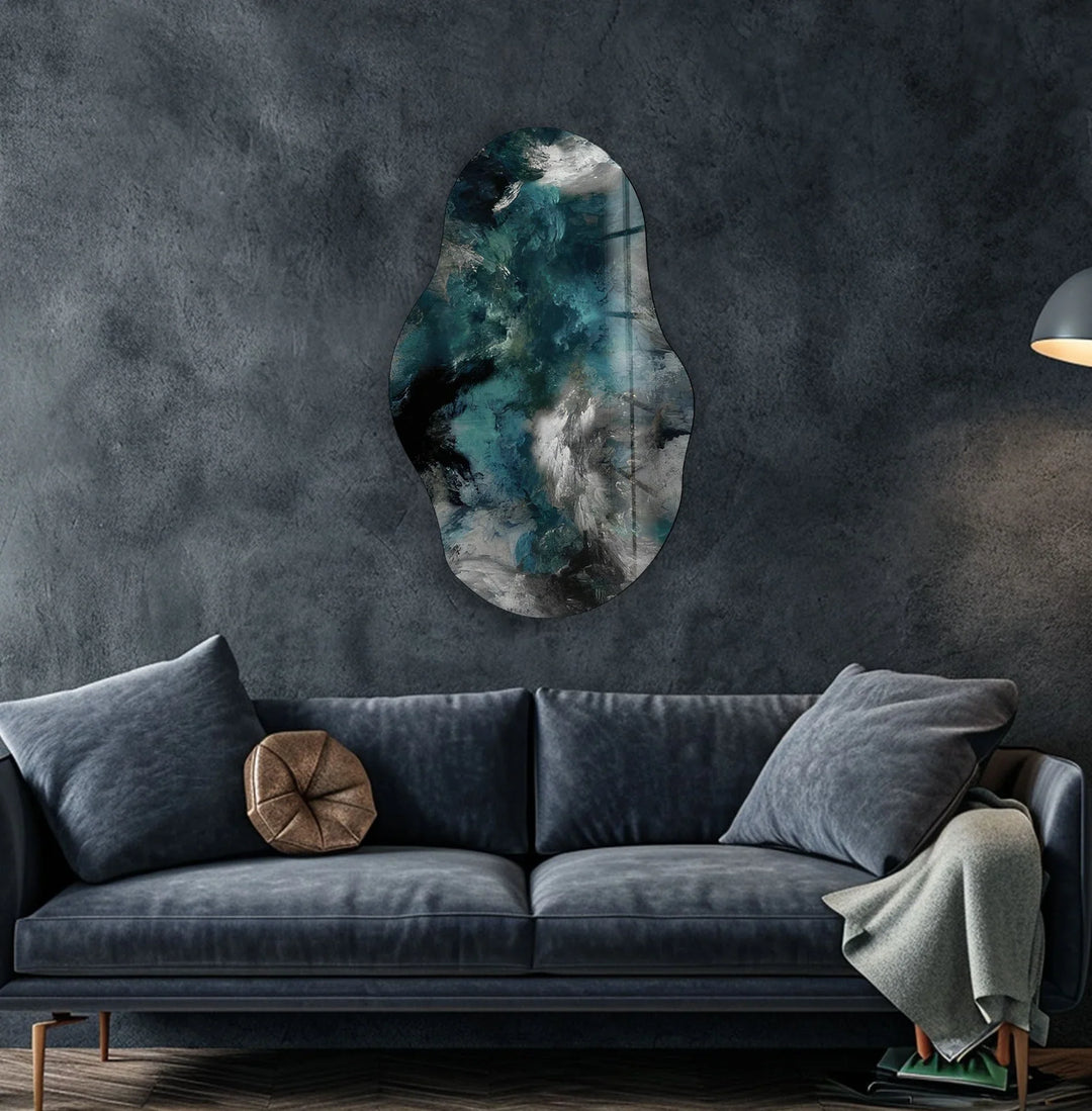 Asymmetrical Gray Abstract Glass Wall Art custom glass photo prints, large glass prints