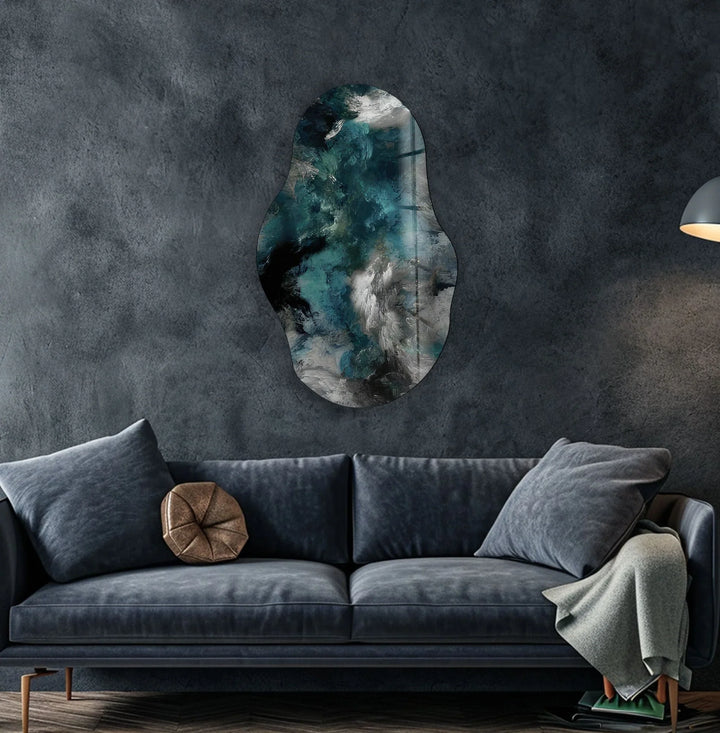 Asymmetrical Gray Abstract Glass Wall Art custom glass photo prints, large glass prints