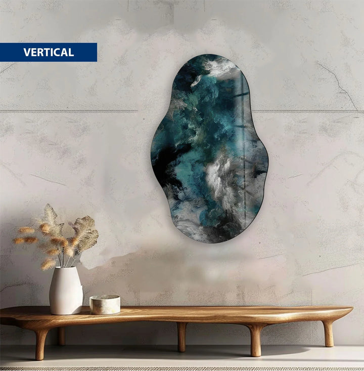 Asymmetrical Gray Abstract Glass Wall Art large glass photo prints, glass wall photos