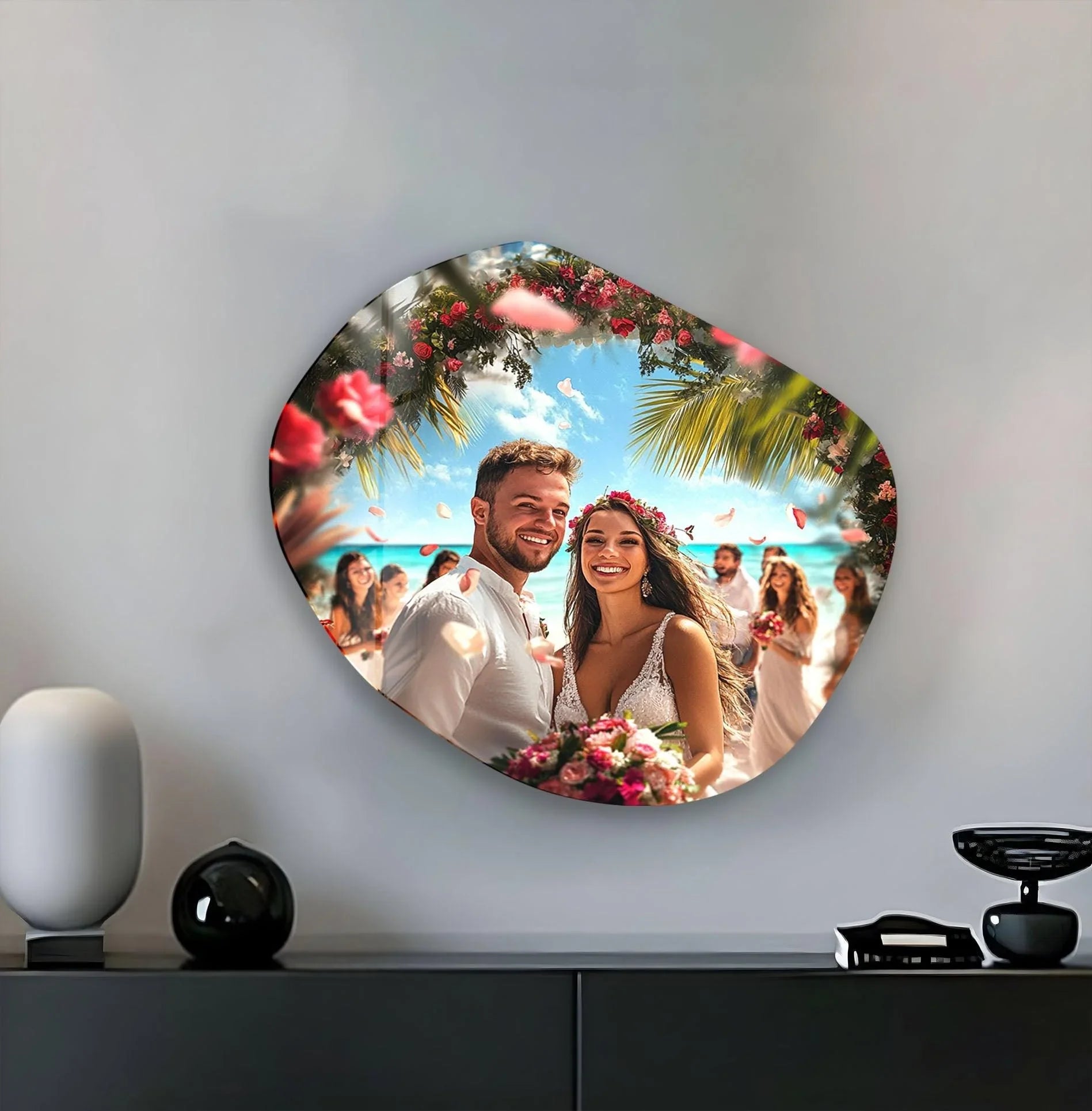 Custom Pebble Shape Glass Wall Art - MyPhotoStation