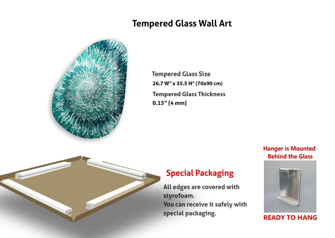 Asymmetrical Oval Abstract Turquoise Glass Wall Art - MyPhotoStation