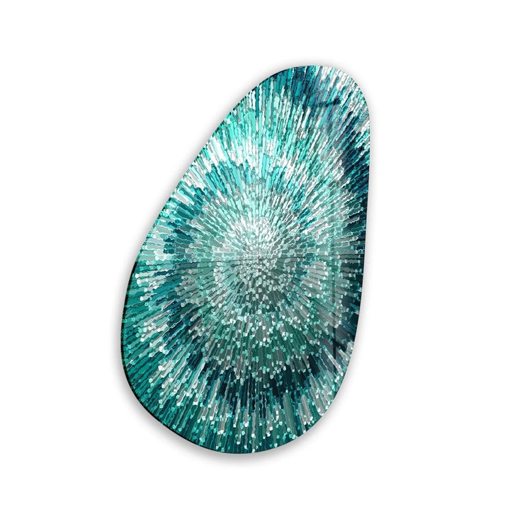 Asymmetrical Oval Abstract Turquoise Glass Wall Art Glass Printing Wall Art, Print photos on glass