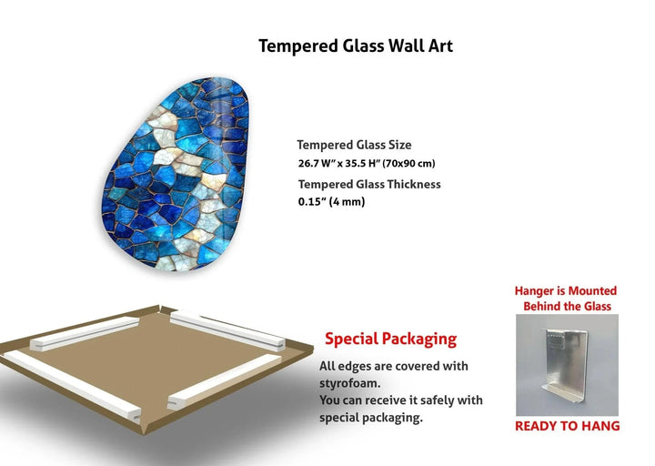 Asymmetrical Oval Blue Stained Glass Wall Art - MyPhotoStation