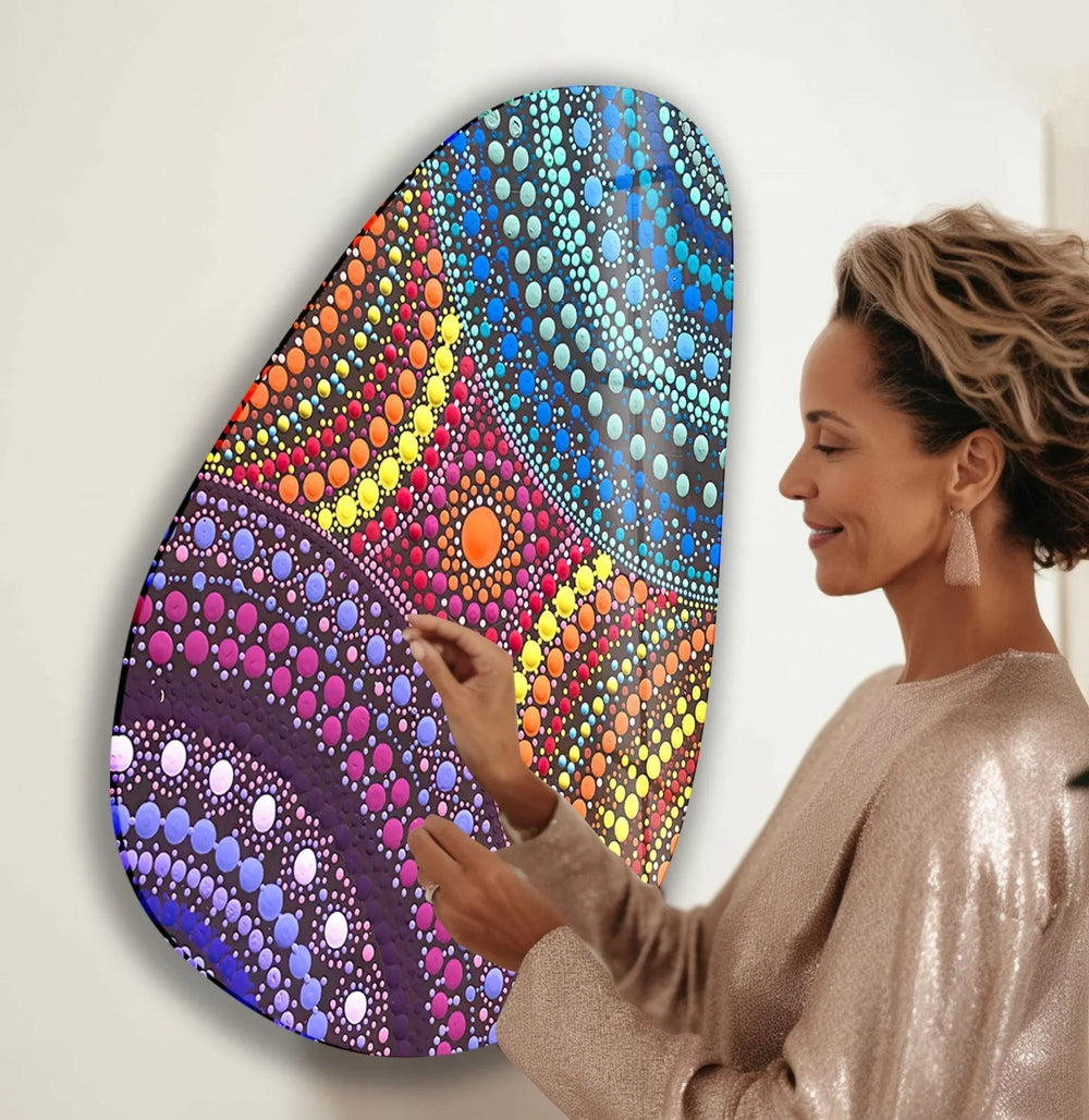 Asymmetrical Oval Colored Mosaic Design Glass Wall Art art glass wall art, glass wall art pictures