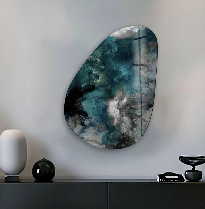 Asymmetrical Oval Dark Smoke Glass Wall Art large glass photo prints, glass wall photos