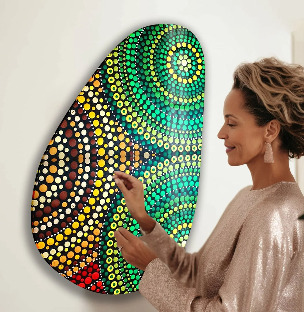 Asymmetrical Oval Mosaic Design Green Glass Wall Art art glass wall art, glass wall art pictures