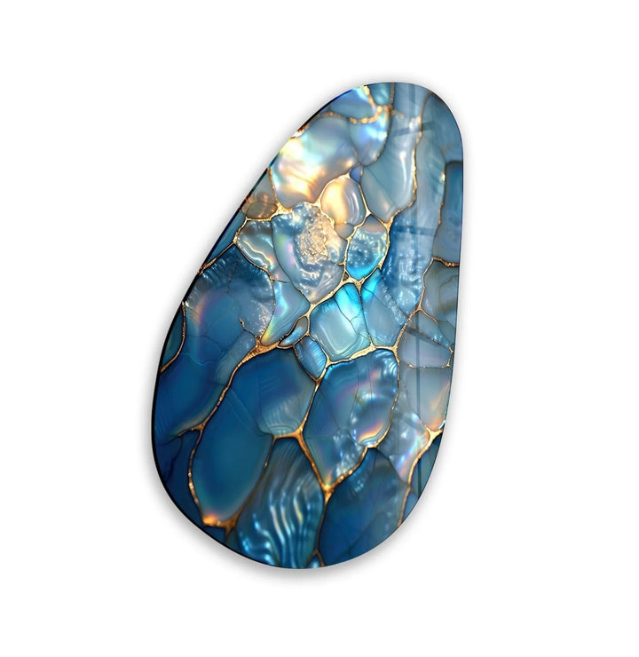 Asymmetrical Oval Shiny Cracked Glass Wall Art glass image printing, glass prints from photos