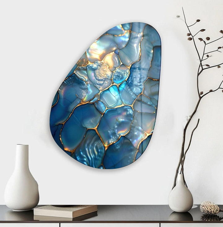 Asymmetrical Oval Shiny Cracked Glass Wall Art art glass wall art, glass wall art pictures