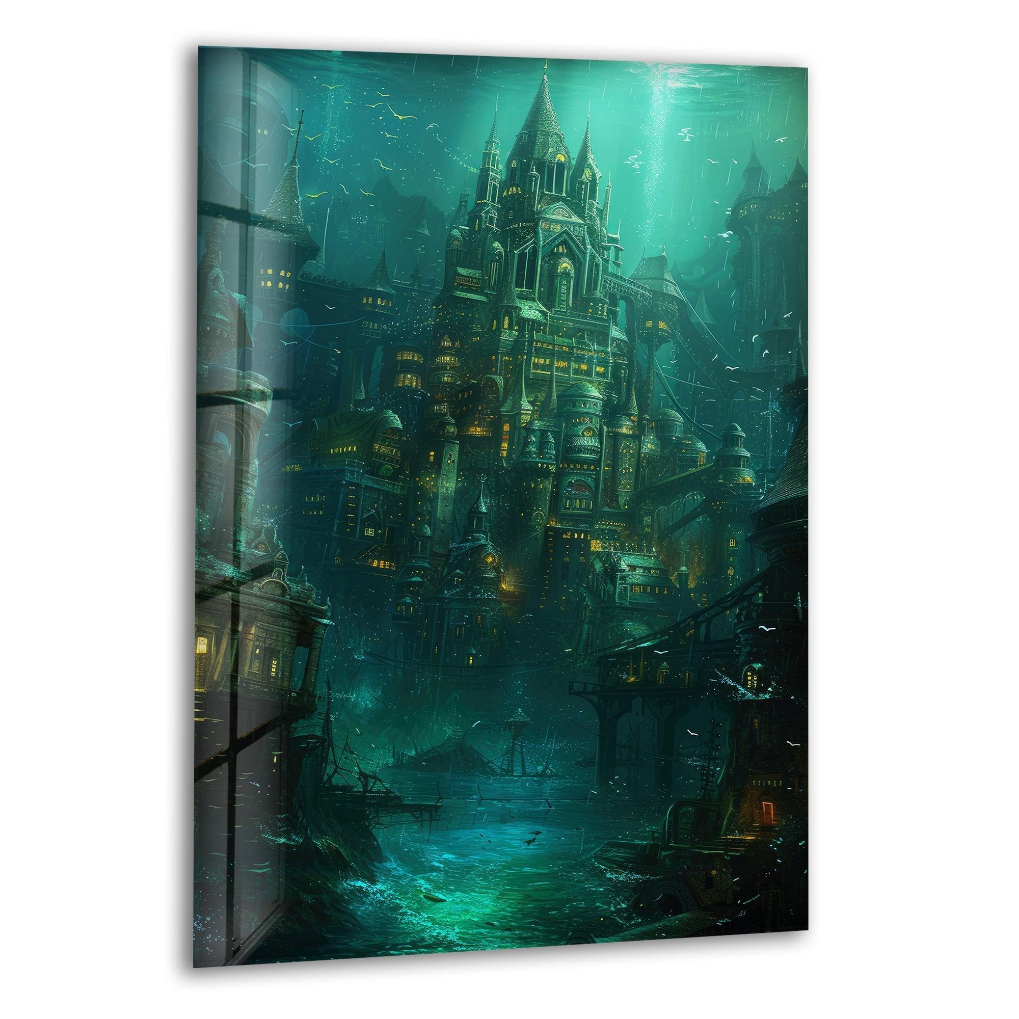 Atlantis Castle Glass Wall Art-Glass Art Paintings – MyPhotoStation, image size:2000x2000