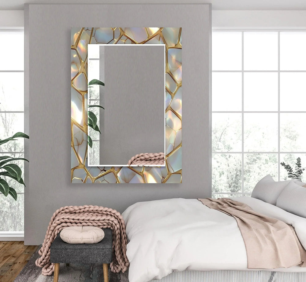 Golden Marble Design Wall Mirror Green Mirror