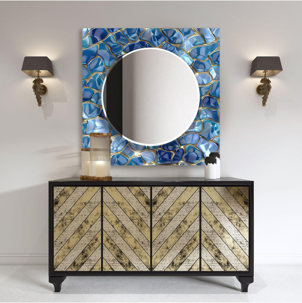 Blue Marble Golden Stones Wall Mirror Green Wall Mirror