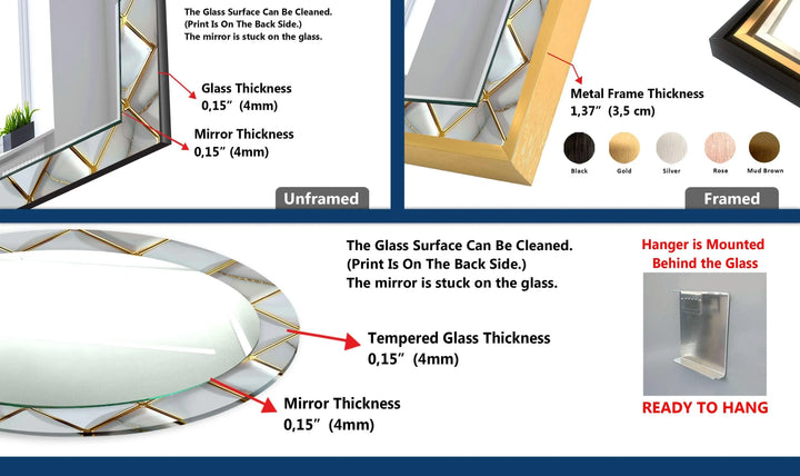 Gold Details Grey Marble Wall Mirror - MyPhotoStation