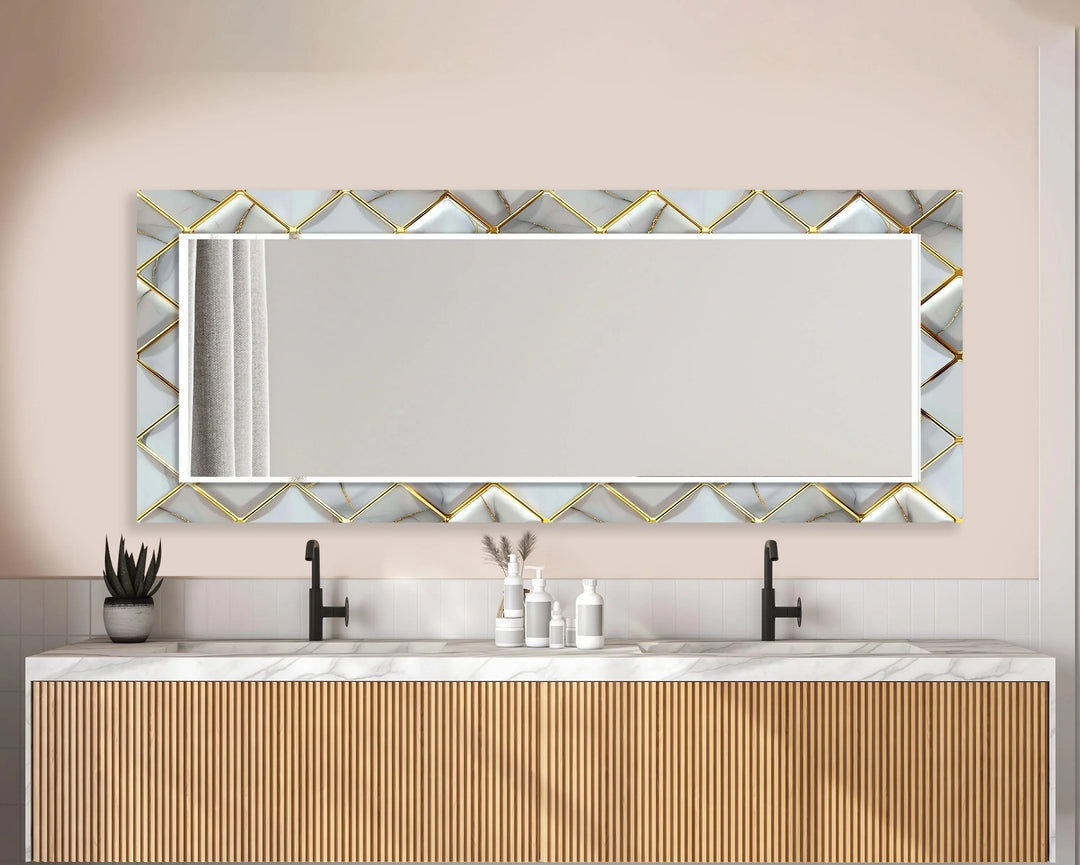 Gold Details Grey Marble Wall Mirror floor mirror