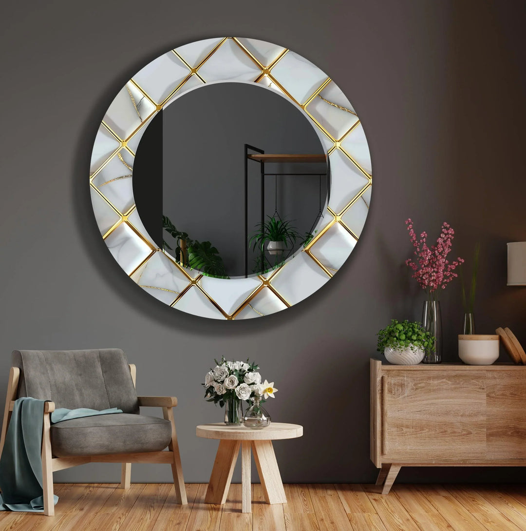 Gold Details Grey Marble Wall Mirror full length mirrors