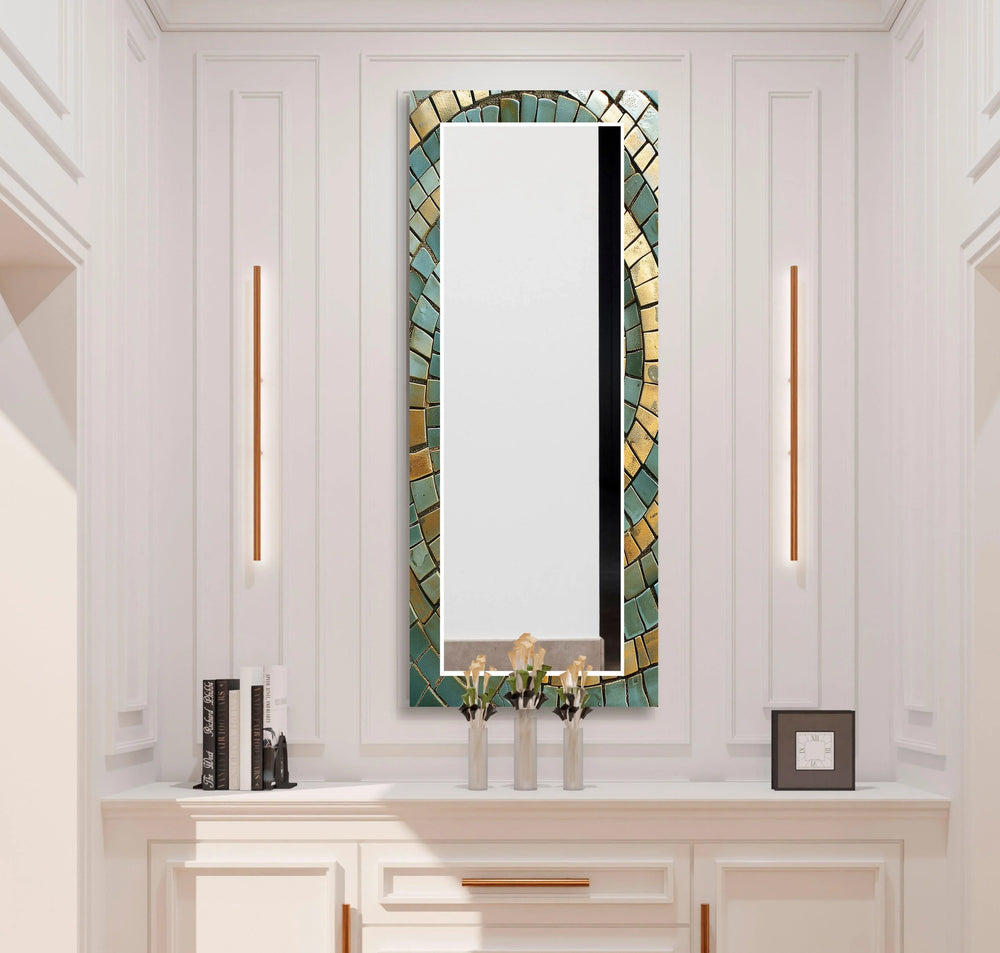 Green and Yellow Mosaic Wall Mirrors big mirror