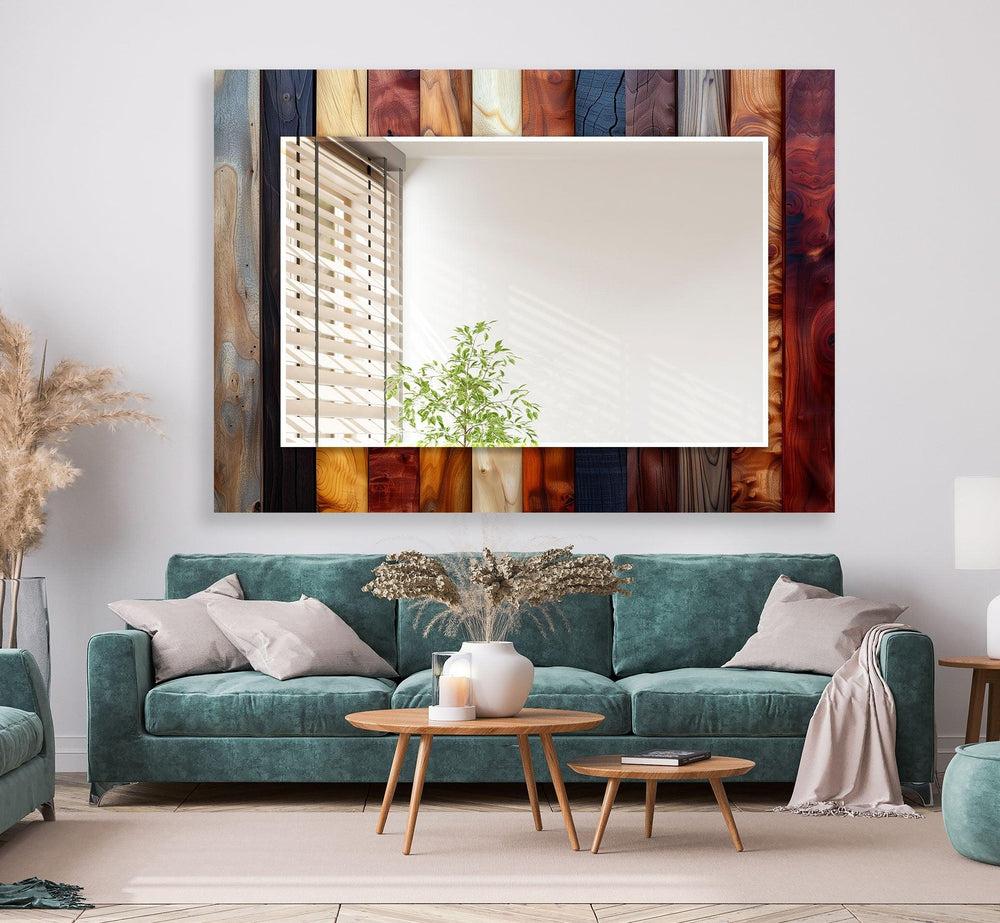 Wooden Effect Brown Wall Mirror large mirror