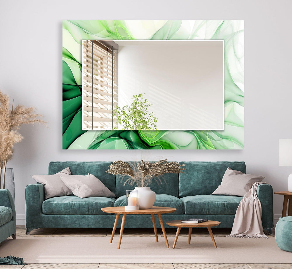 Green White Abstract Wall Mirrors Abstract Wall Mirror